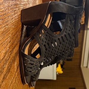 Maurices Black Laser-Cut Heeled Boots